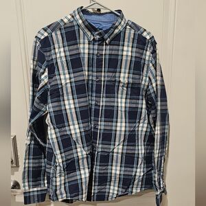 George Classic Fit Blue and Black Plaid Shirt